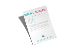 Certificate of translation sample